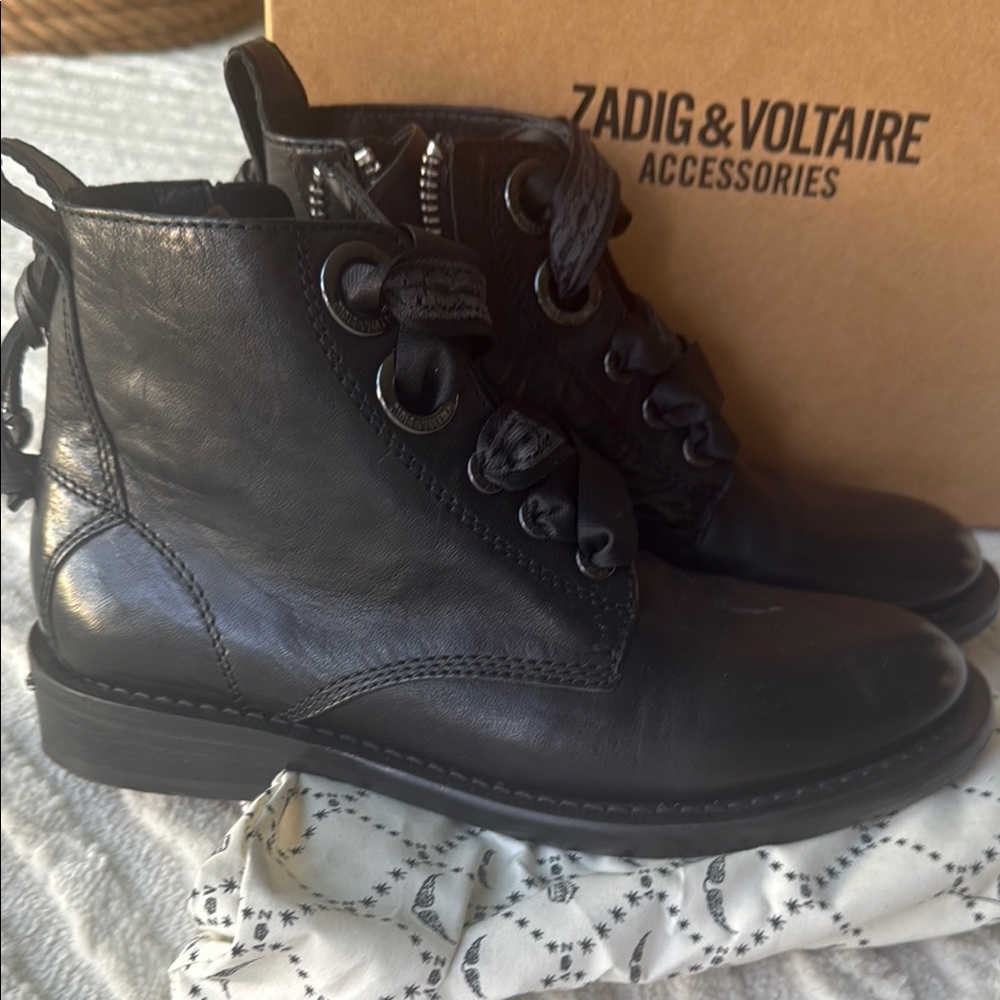 Zadig & Voltaire Black Combat Moto Boots
